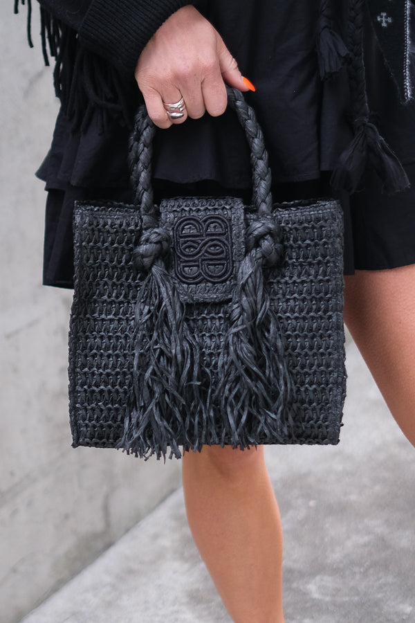 Sigrid Straw Bag Black