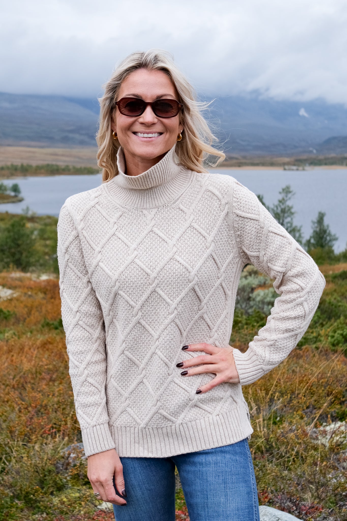 Burne Roll Neck Knitted Jumper Oatmeal
