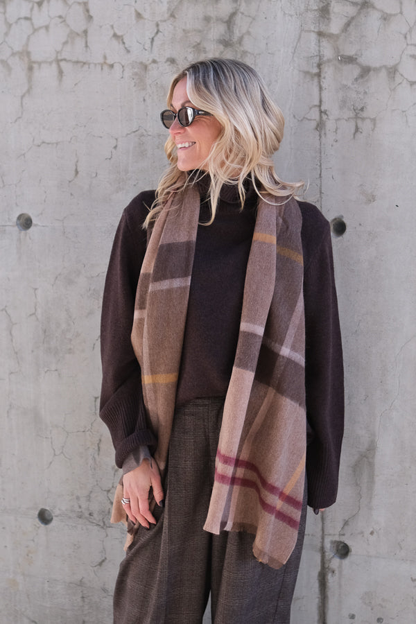 Rosefield Tartan Scarf Muted