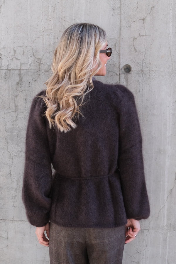 Fredrikke Chunky Cardigan Dark Brown