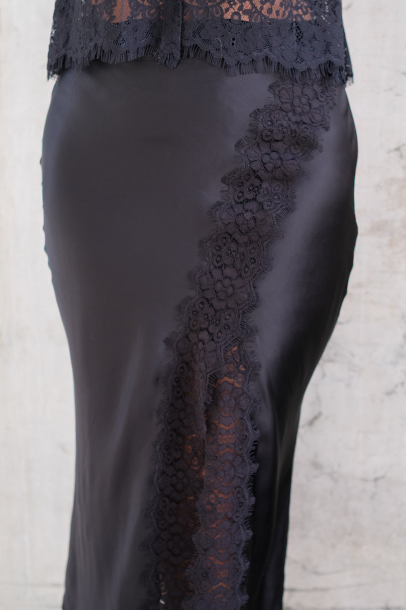 Satin Skirt Black
