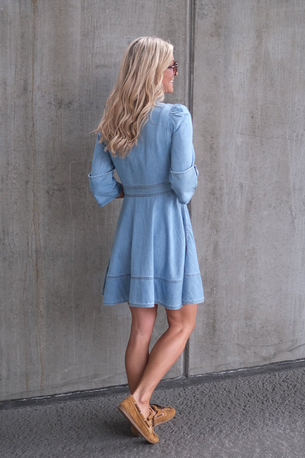 Denim Mini Dress Light Blue