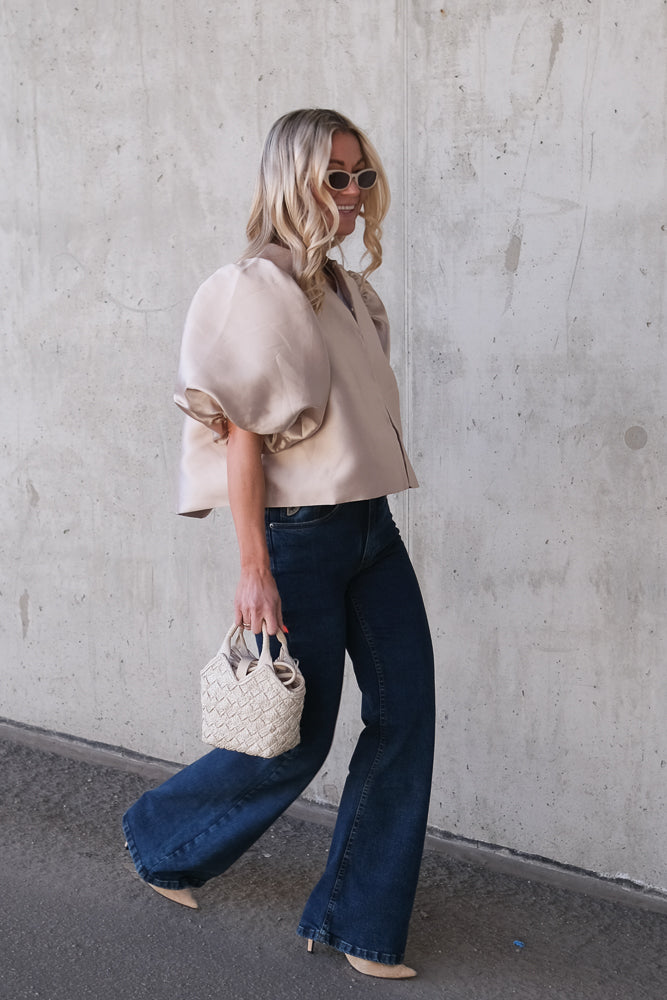 Cleo Puff Sleeve Blouse Soft Beige