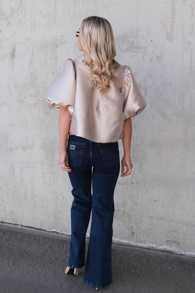 Cleo Puff Sleeve Blouse Soft Beige