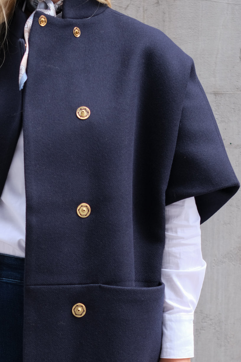 Long Mok Coat Navy