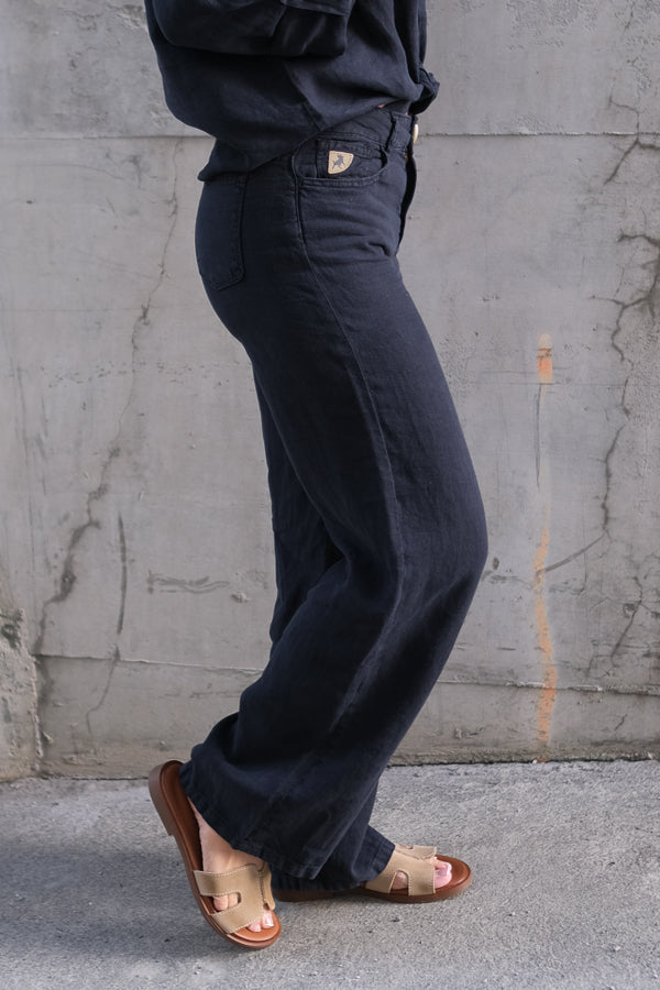 Culotte Linen Pants Navy