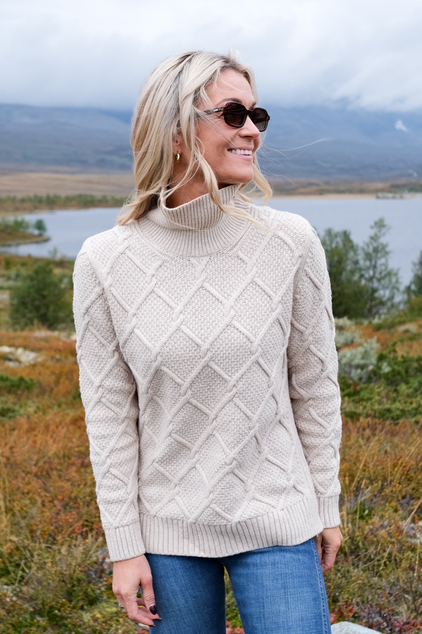 Burne Roll Neck Knitted Jumper Oatmeal