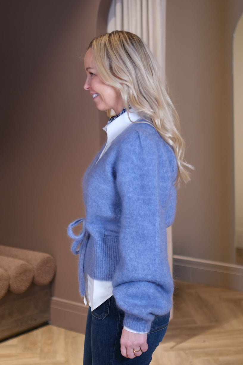 Malin Chunky Cardigan Denim Blue