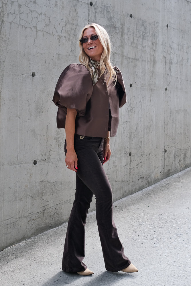 Cleo Puff Sleeve Blouse Chocolate