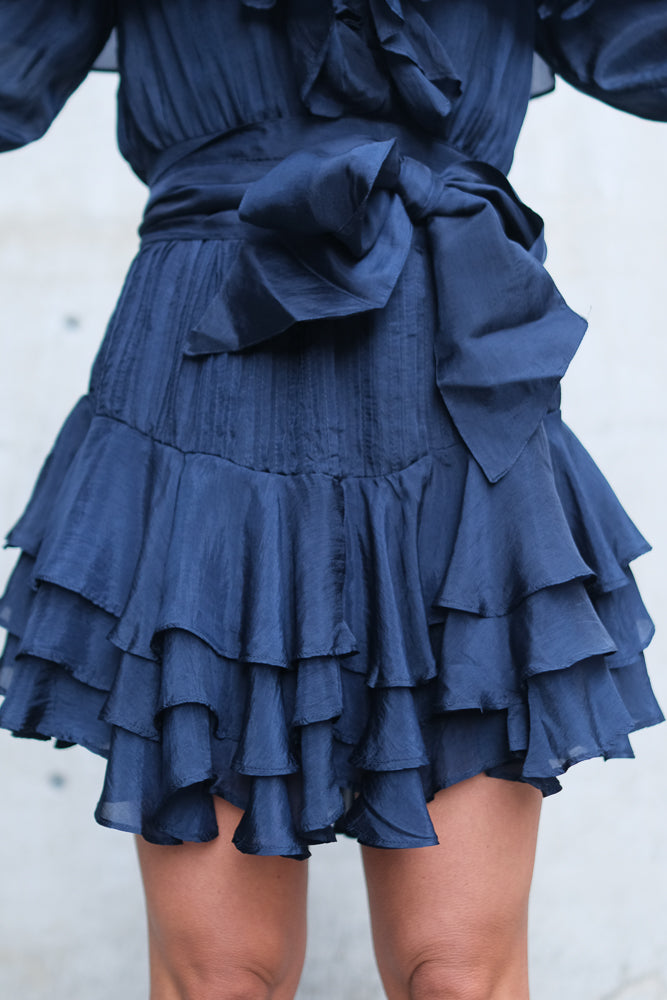 Wow Frill Dress Dark Navy