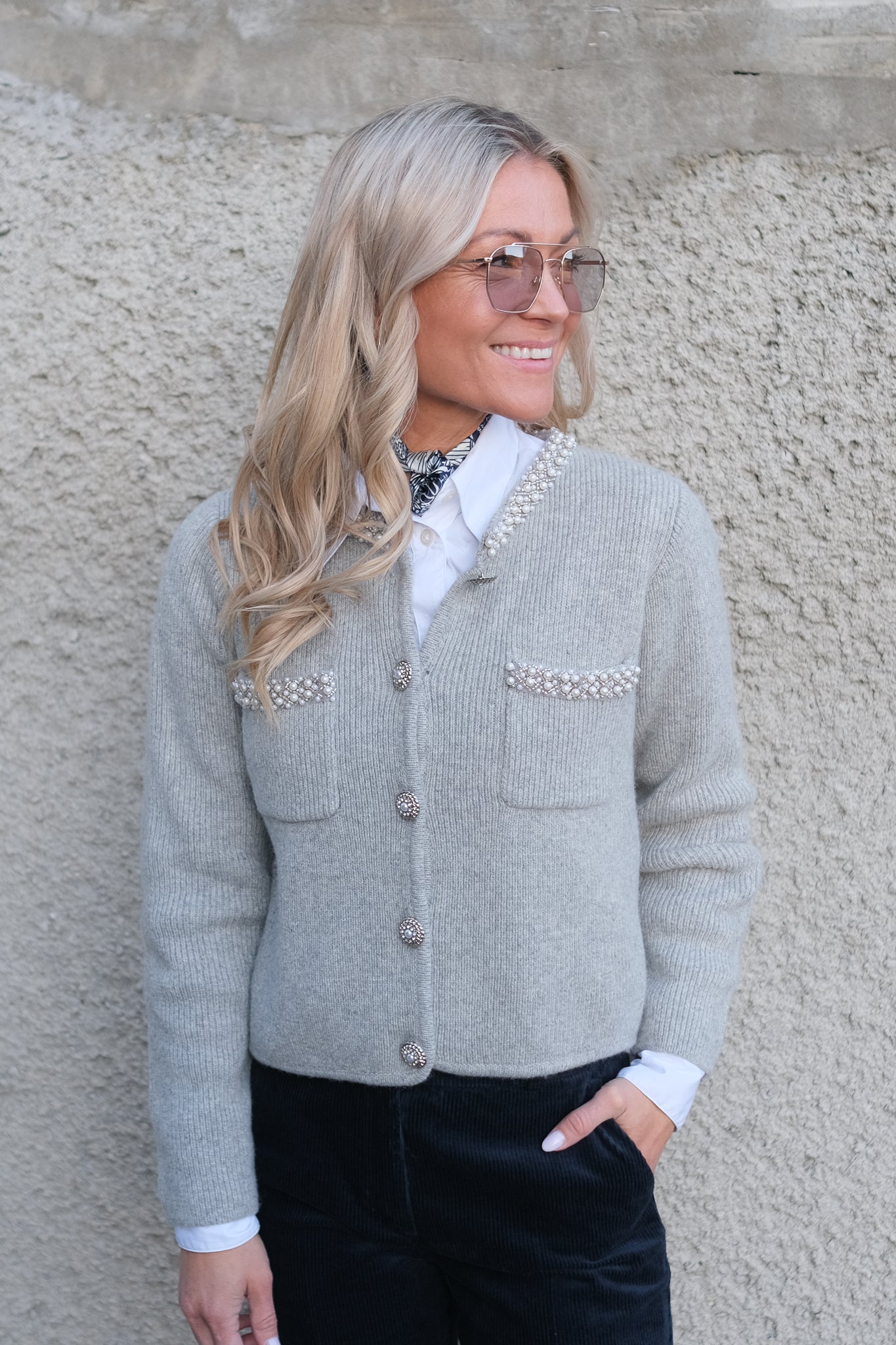 Garvi Cardigan Gris Chine