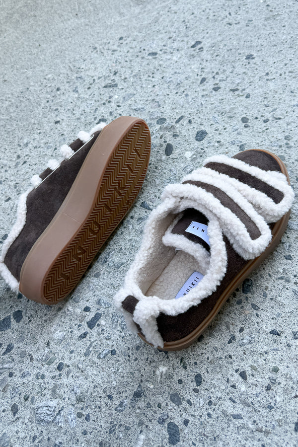 Shearling Low Velcro Dark Brown