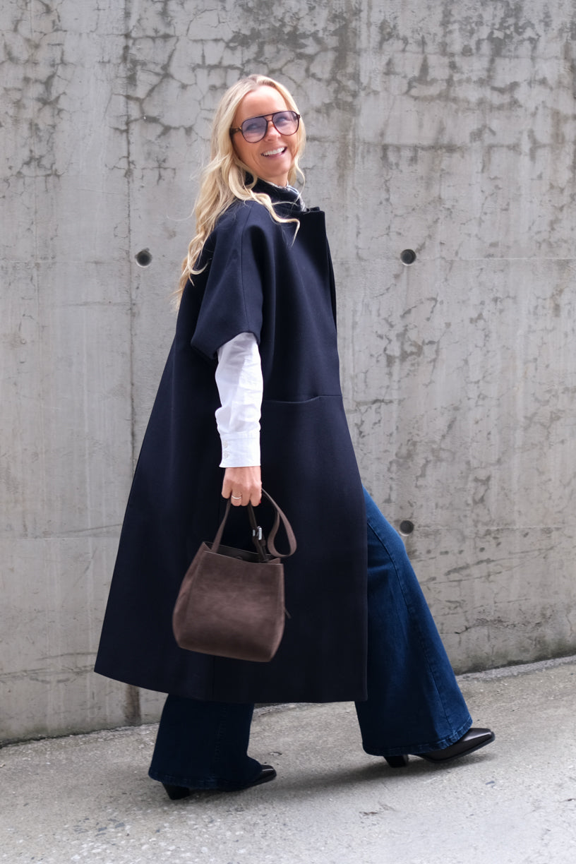 Long Mok Coat Navy