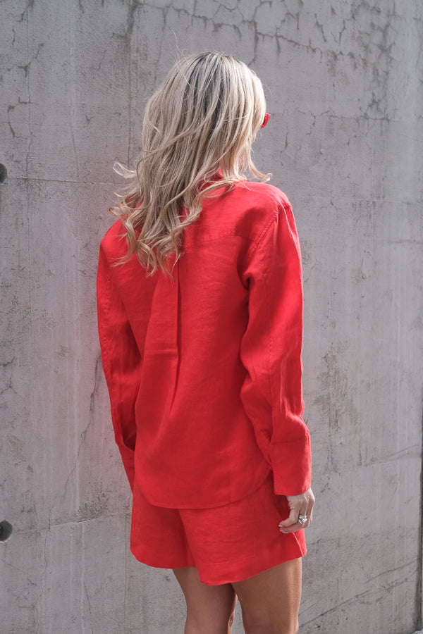 Evianna Linen Shirt Poppy Red