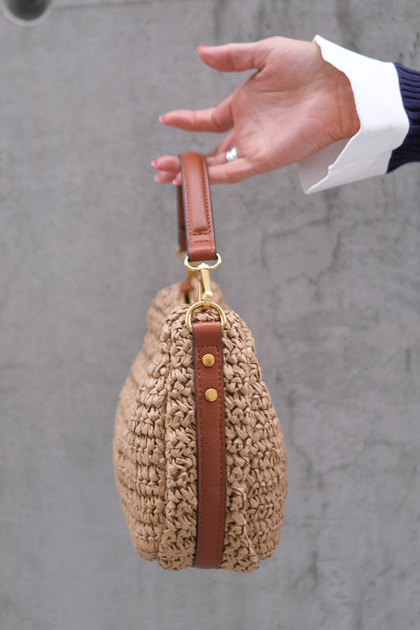 Raffia Shoulder Bag Brown