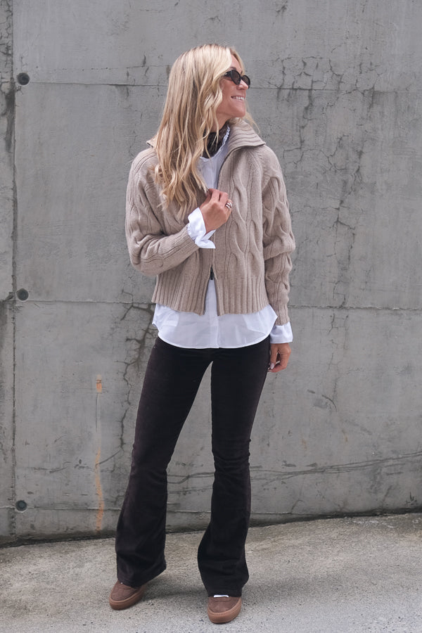 Cosima Zip Cardigan Beige Melange