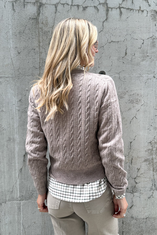 Knitwear Cable Cardigan Beige Melange