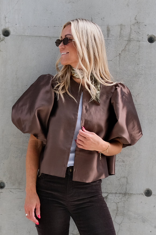 Cleo Puff Sleeve Blouse Chocolate