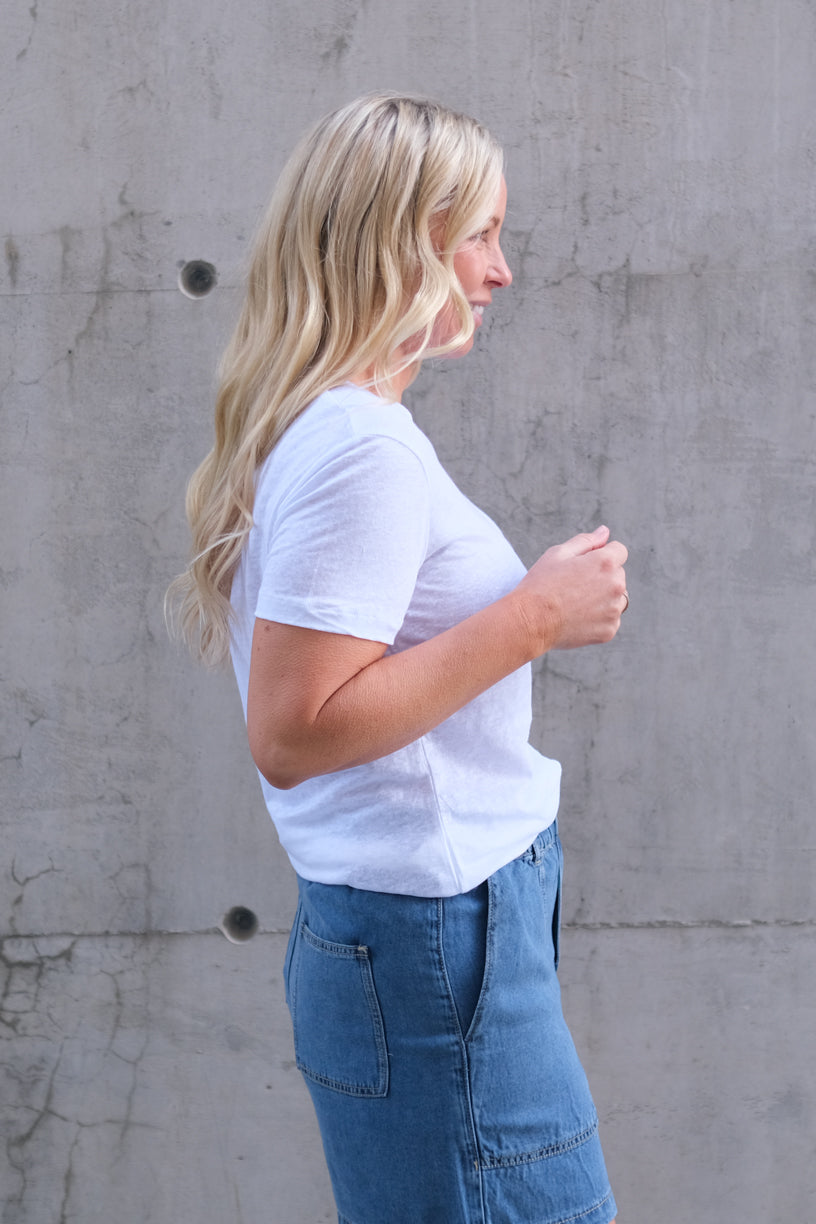 Jane Linen Tee White