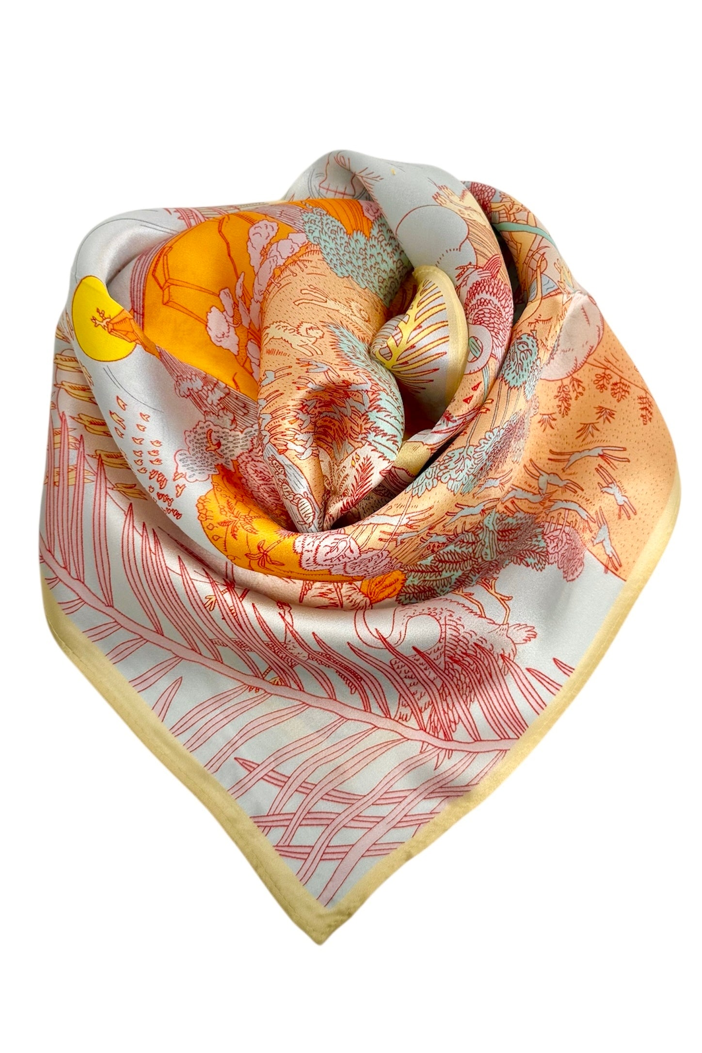 Italiensk Silke Skjerf Square Gul Pastell