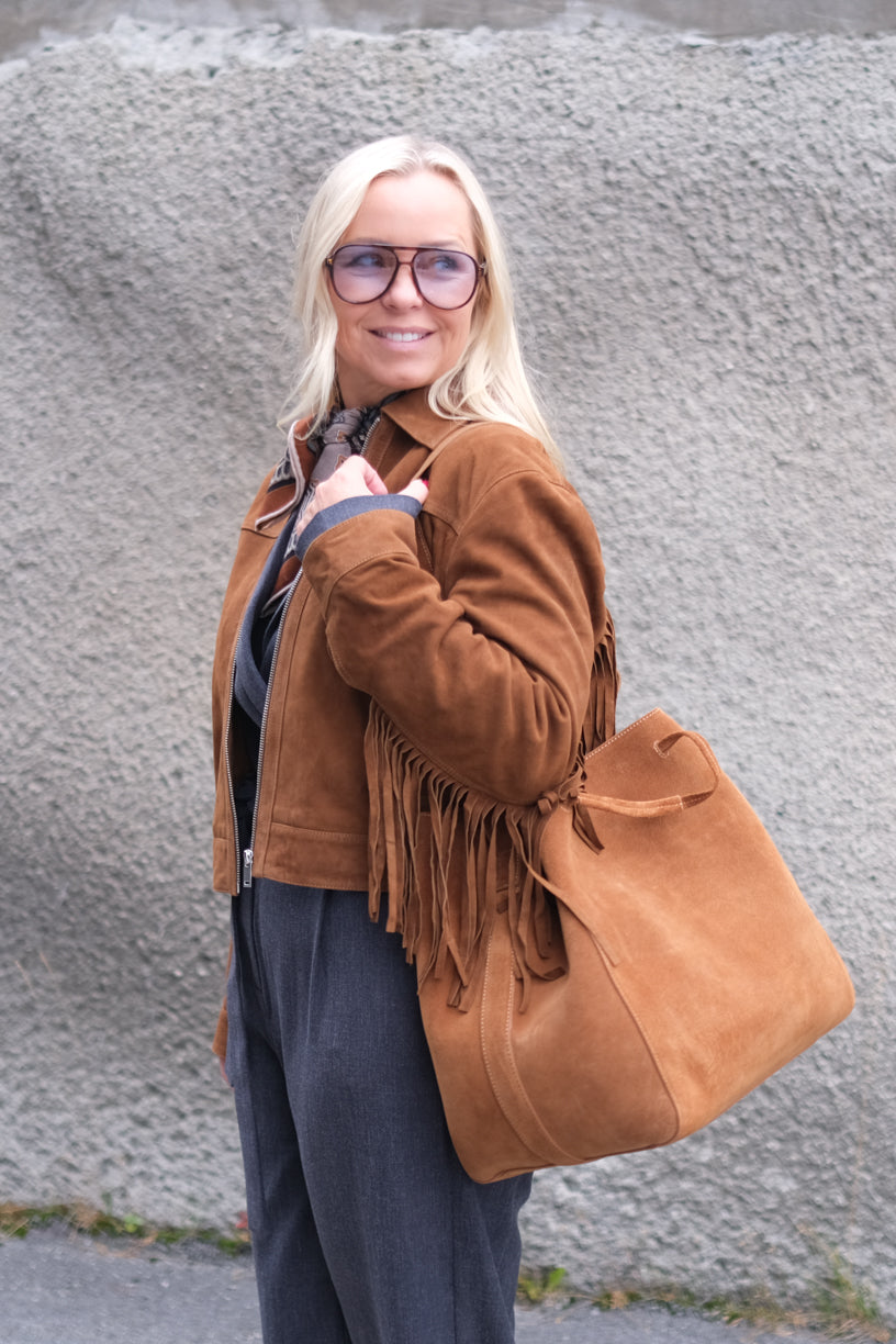Sac Large Suede Cognac
