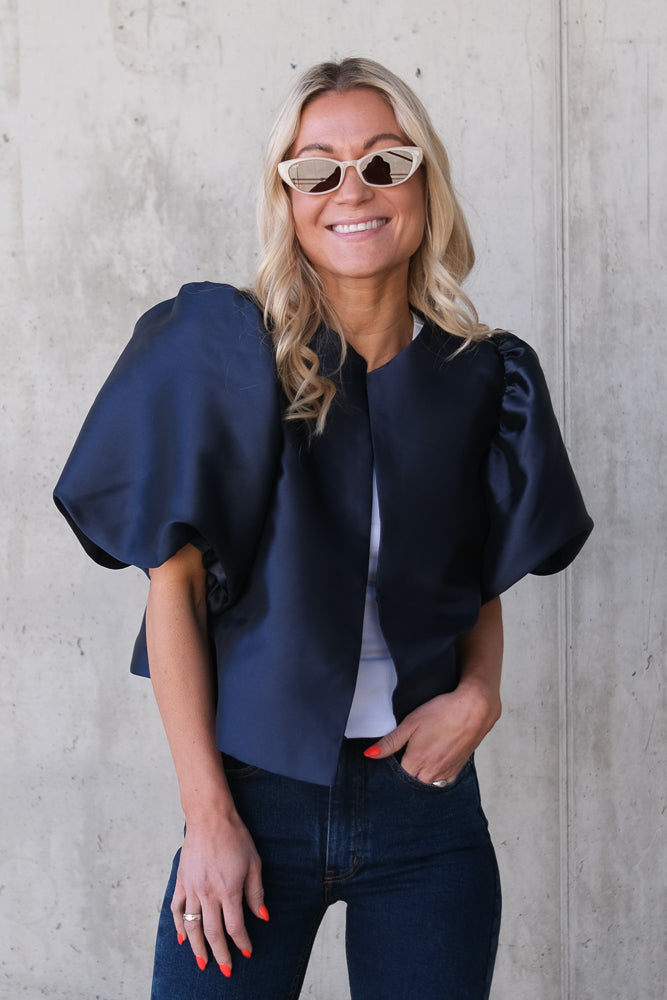 Cleo Puff Sleeve Blouse Dark Blue