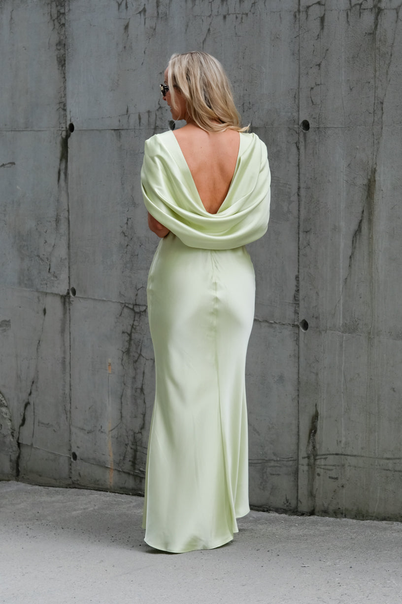 Louise Draped Back Maxi Dress Pistachio