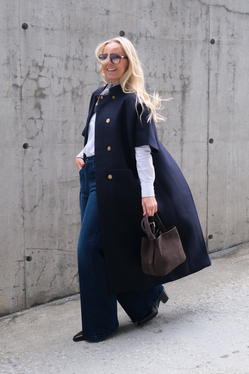 Long Mok Coat Navy