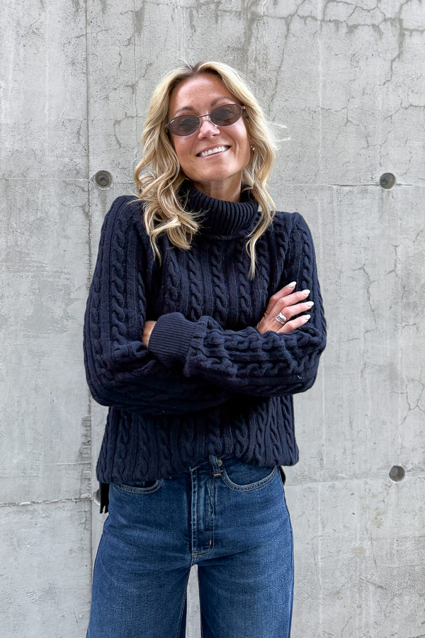 Ambleside Cable Knitted Jumper Navy