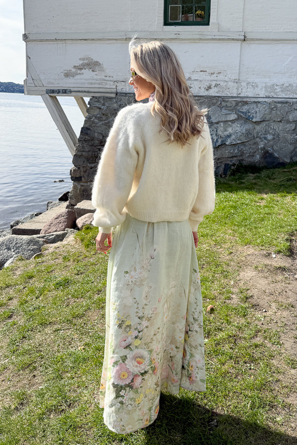 Hairy Knit V-neck Jacket Off-White