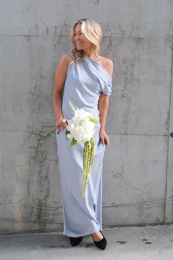 Vanessa Satin Maxi Dress Pale Blue