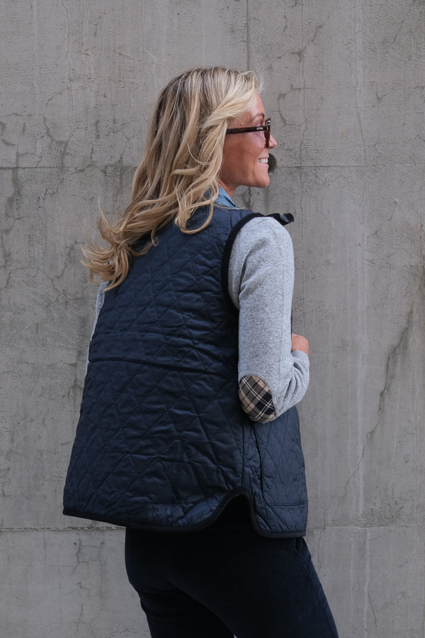 Reversible Tartan Quilted Liner Navy