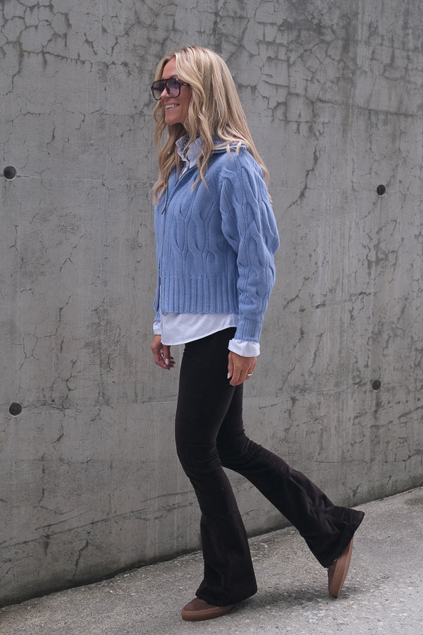 Cosima Zip Cardigan Light Blue Melange