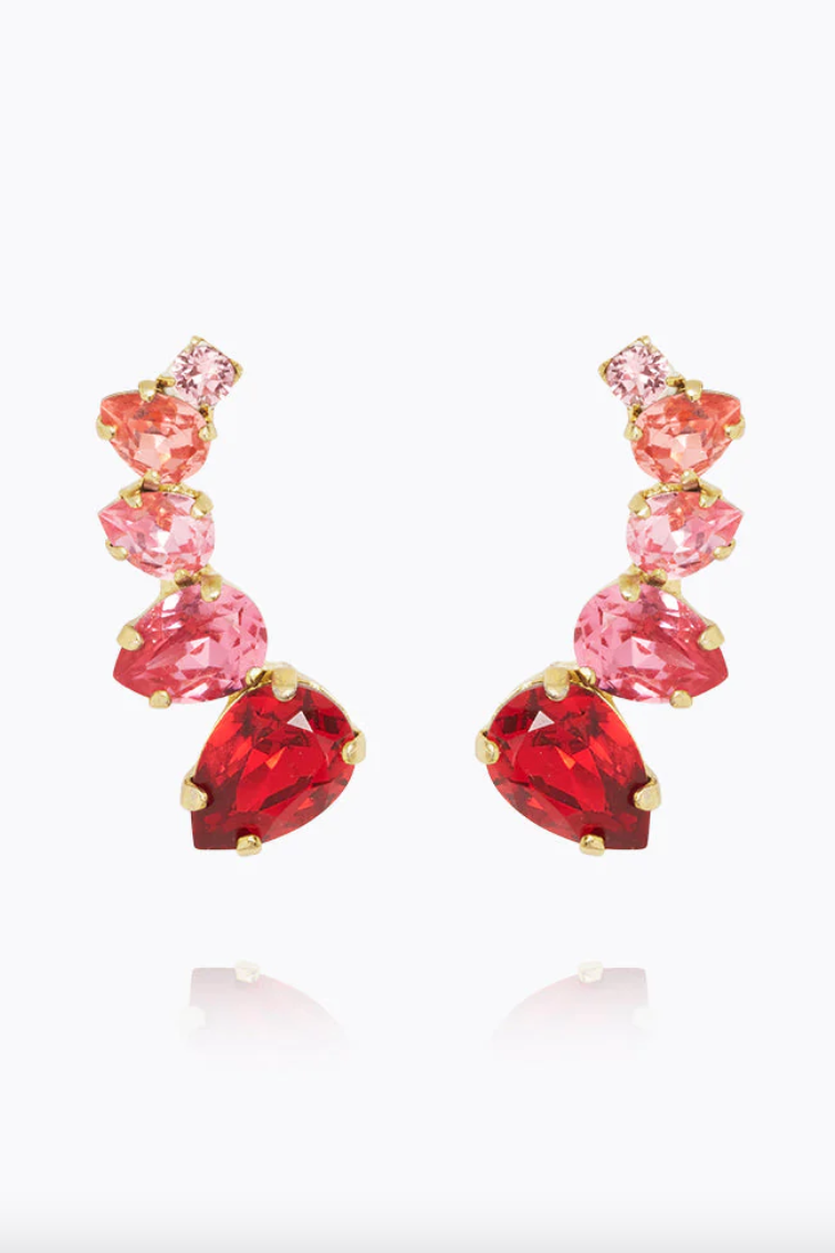 Julie Earrings Gold Scarlet Combo