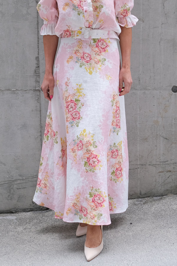 Linen Maxi Skirt Rose Amore