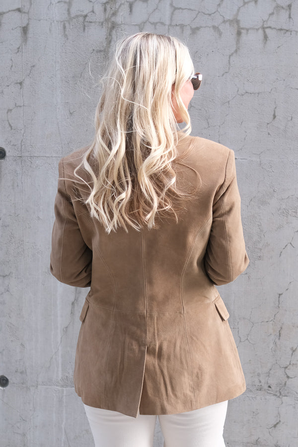 Suellen Fitted Suede Blazer Petrified Oak