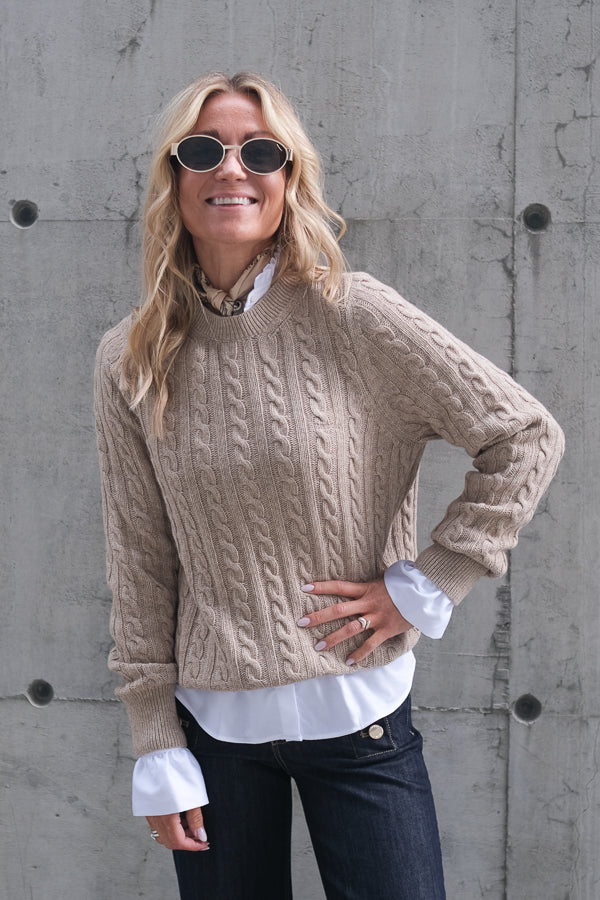 Ashdown Cable Knitted Jumper Honey