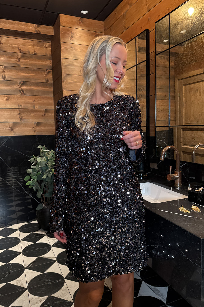 Shiny Mini Dress Gungrey Metal