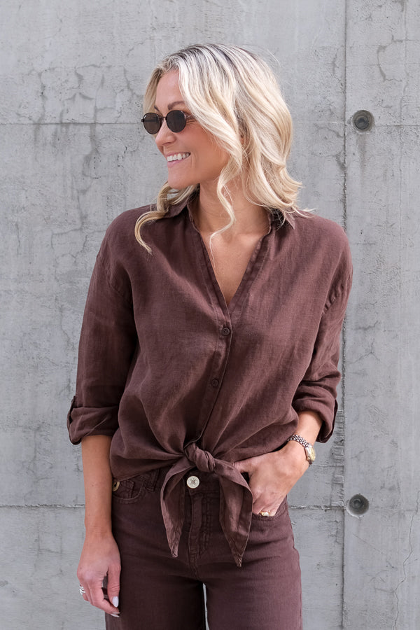 Pia Linen Shirt Chocolate Martini