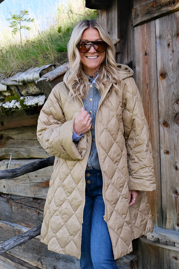 Padded Maxi Parkas Camel