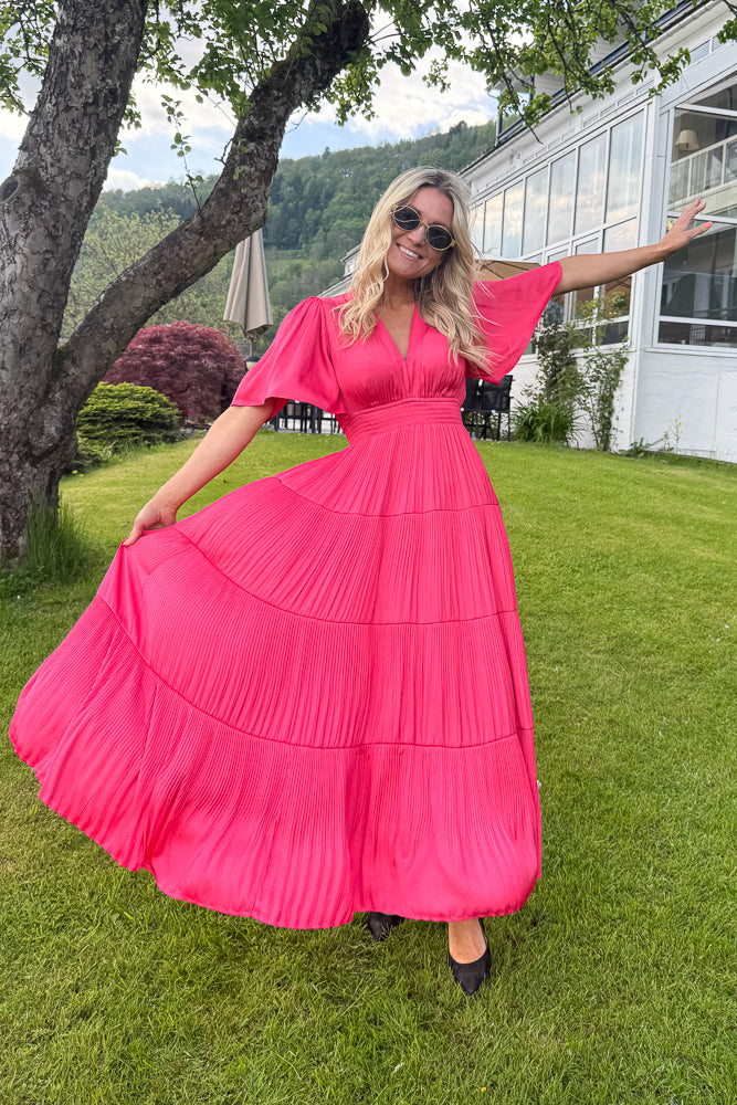 Angie solid Dress Long Pink