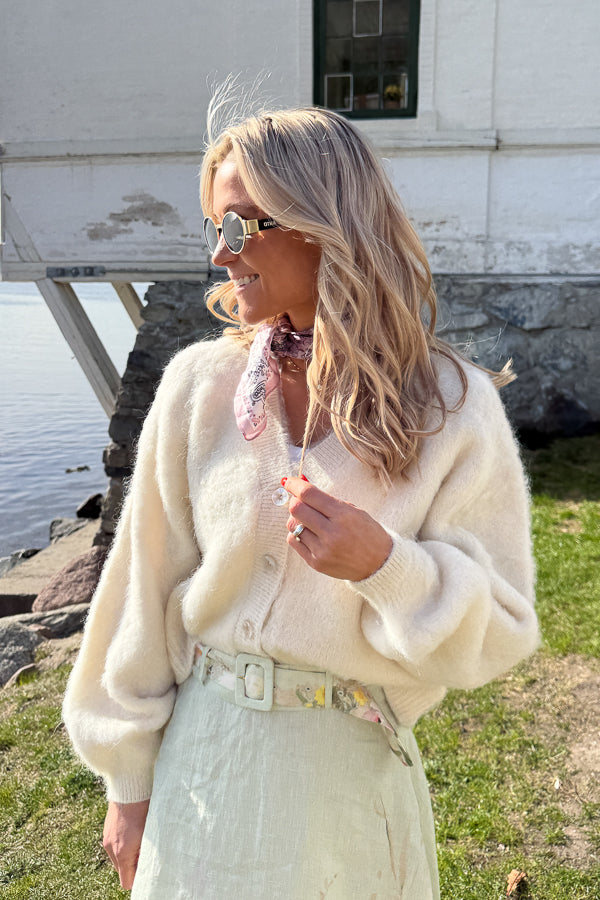 Hairy Knit V-neck Jacket Off-White