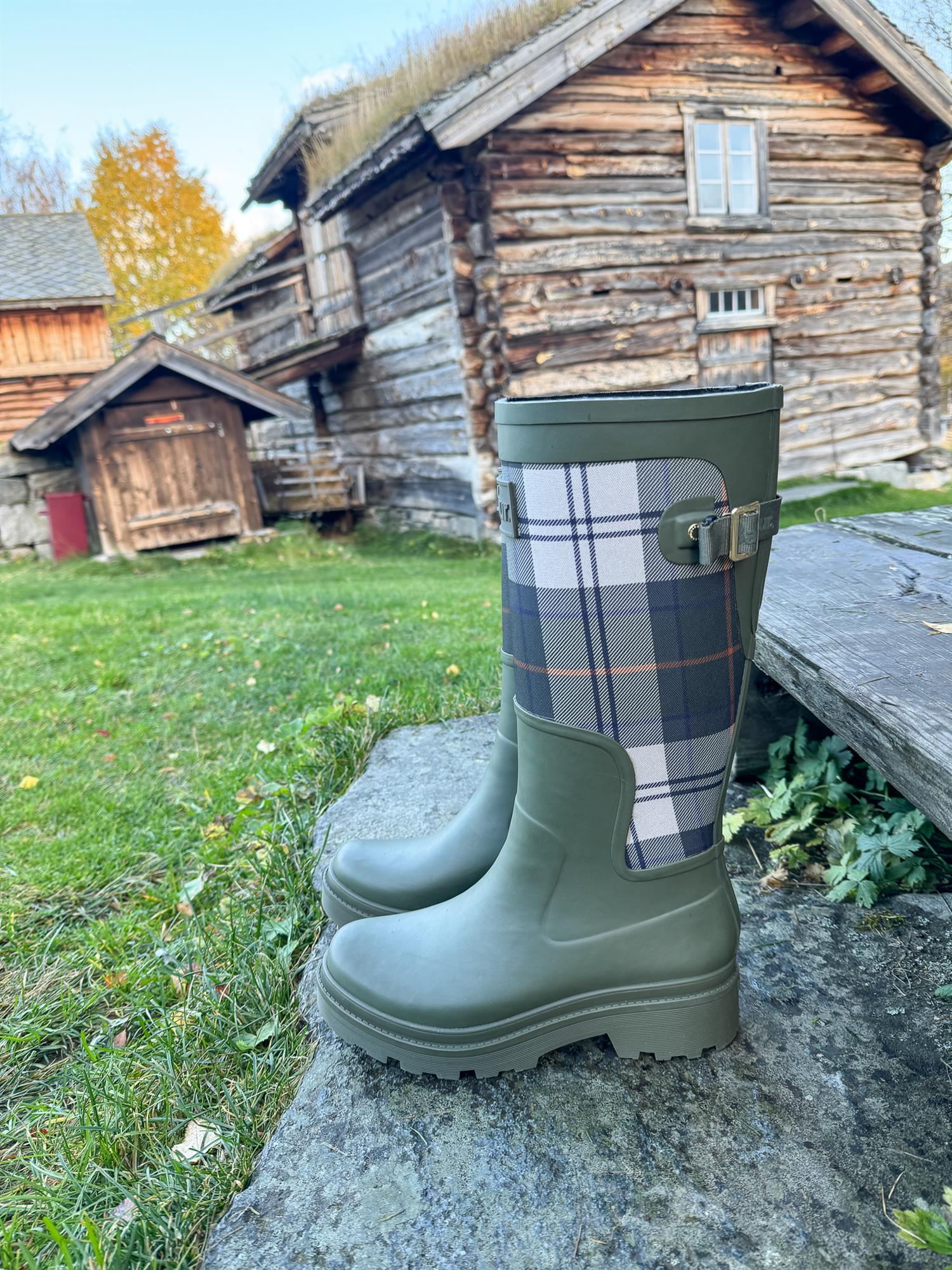 Dena Tall Welly Boots Tartan