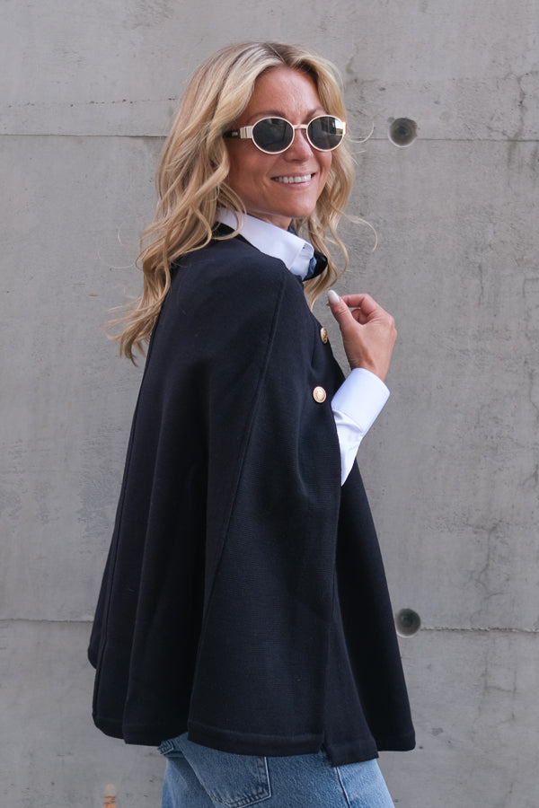 Mary Knitted Poncho Navy