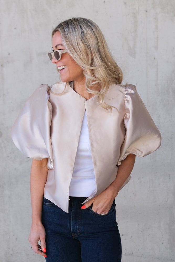 Cleo Puff Sleeve Blouse Soft Beige