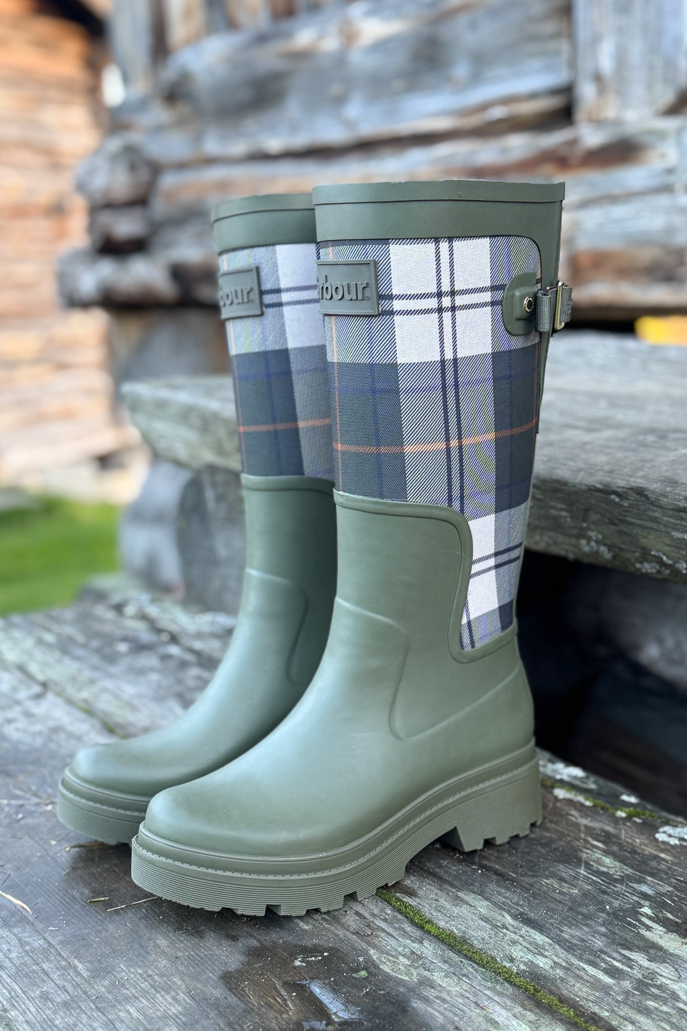 Dena Tall Welly Boots Tartan