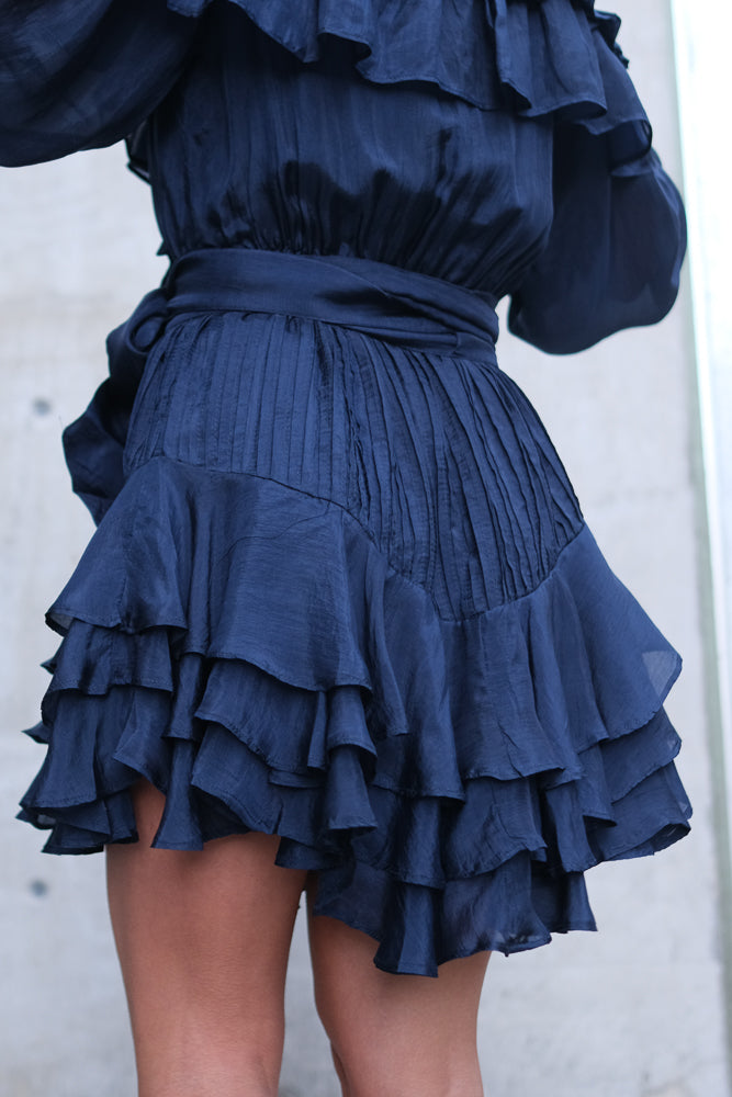 Wow Frill Dress Dark Navy