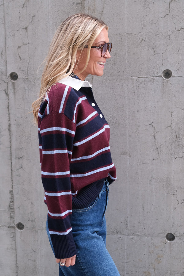 Paxton Sweater Boysenberry Stripe