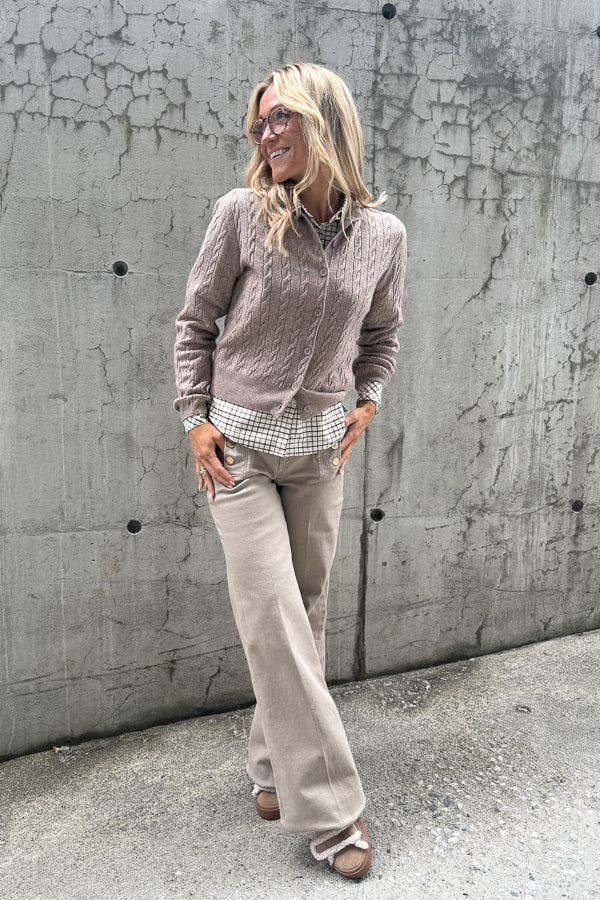 Knitwear Cable Cardigan Beige Melange