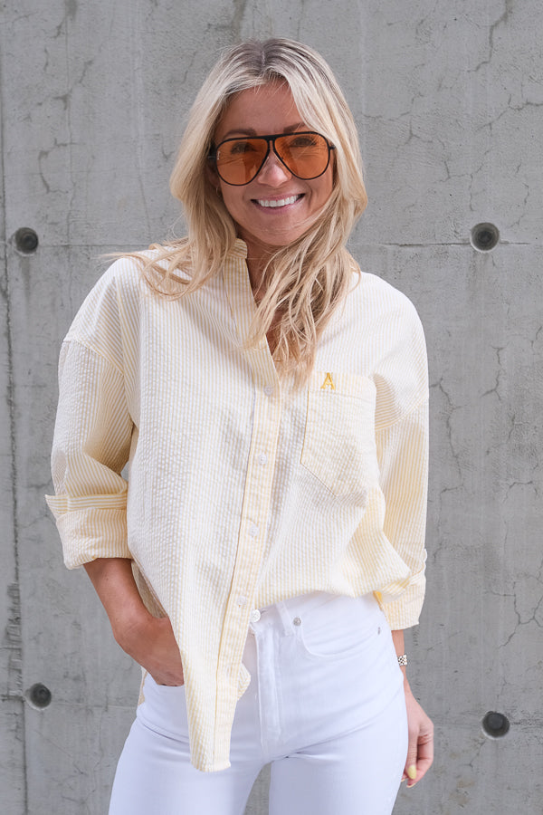 Venice Seersucker Classic Shirt Yellow Stripe